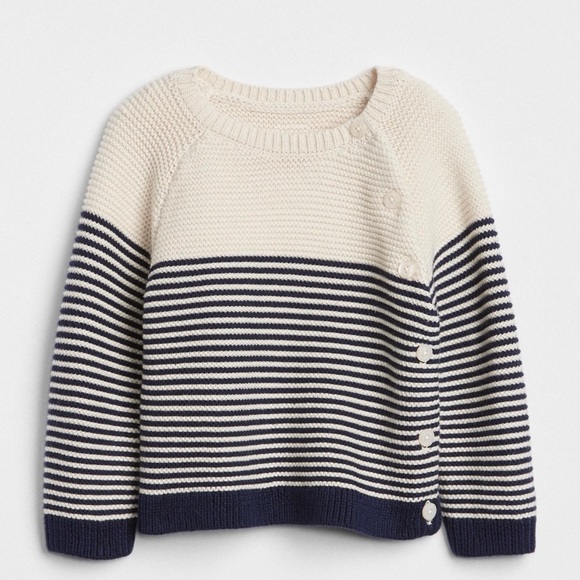 Baby GAP navy/creme stripe pullover EUC - Picture 1 of 8